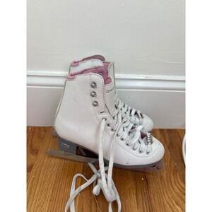 Riedell Pearl 114 White Figure‎ Ice Skates Pink Lining Luna Blade Size 4